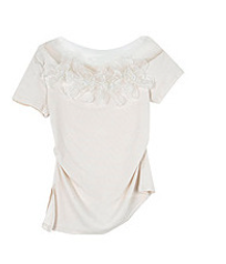 Asymmetrical Lace Trim Off-Shoulder Tee