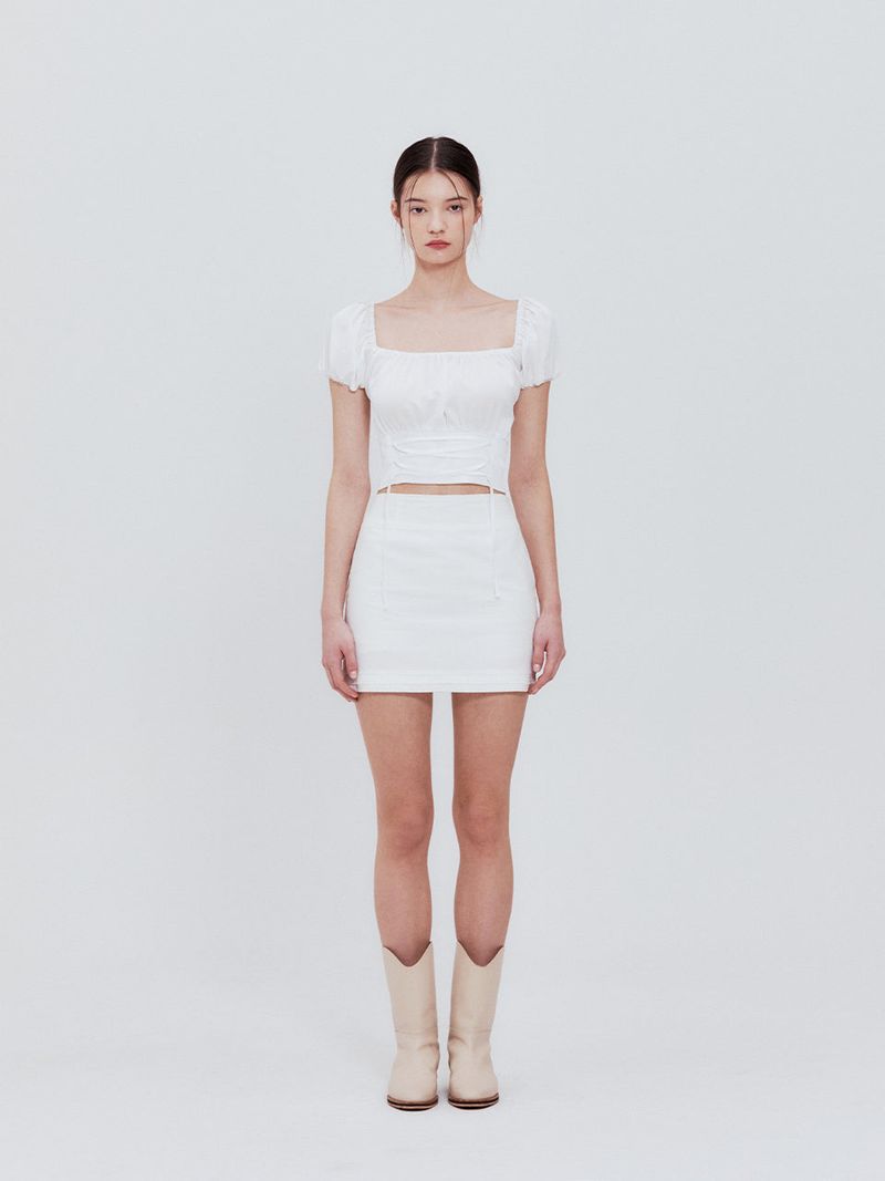 Corset crop blouse (white)