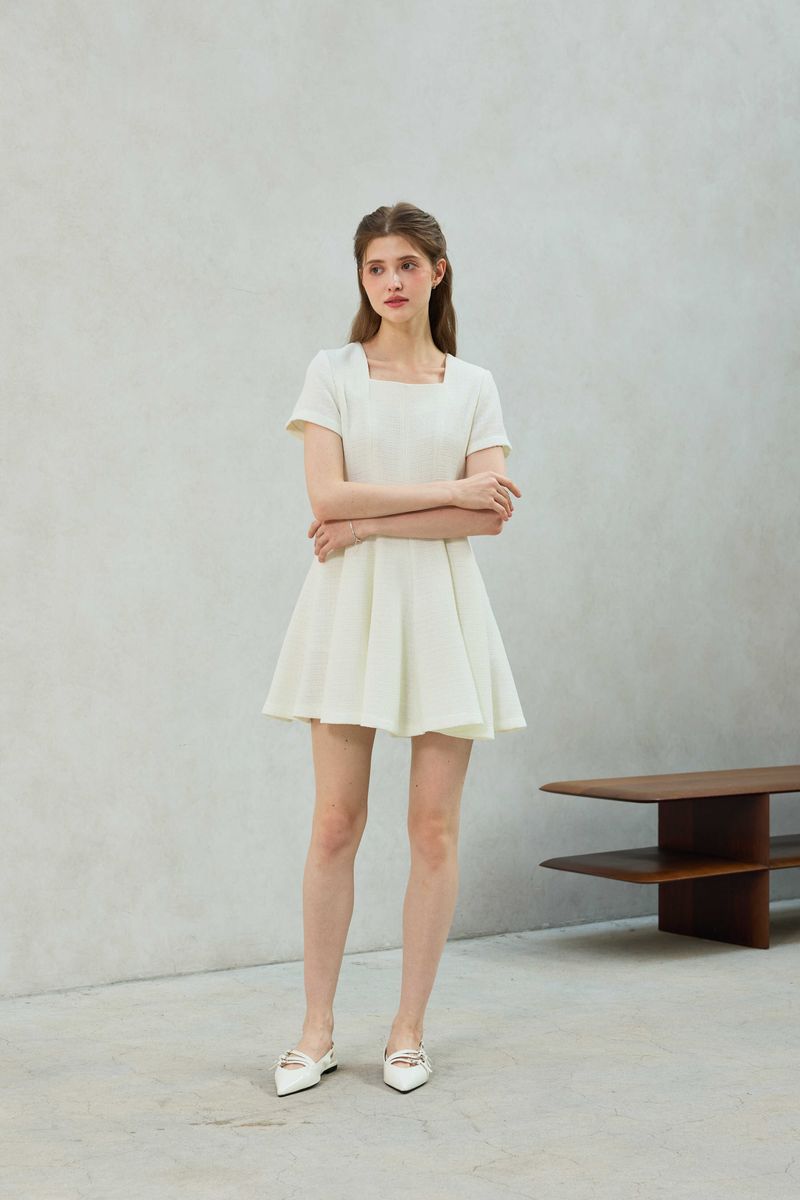 LANI TWEED DRESS / WHITE
