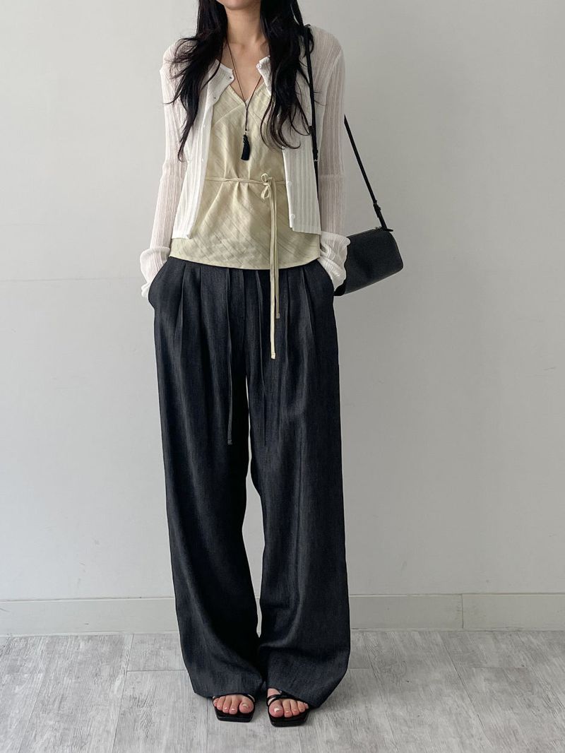 About Banding Wide Denim Pants