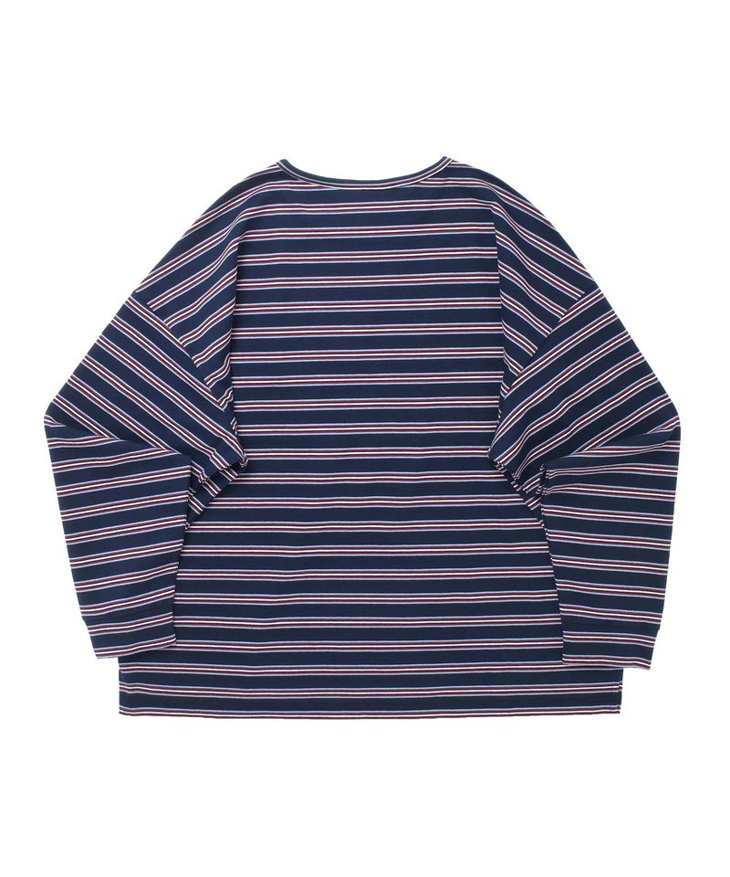 STRIPE BINDING-NECK BOX TEE (Dark Navy)