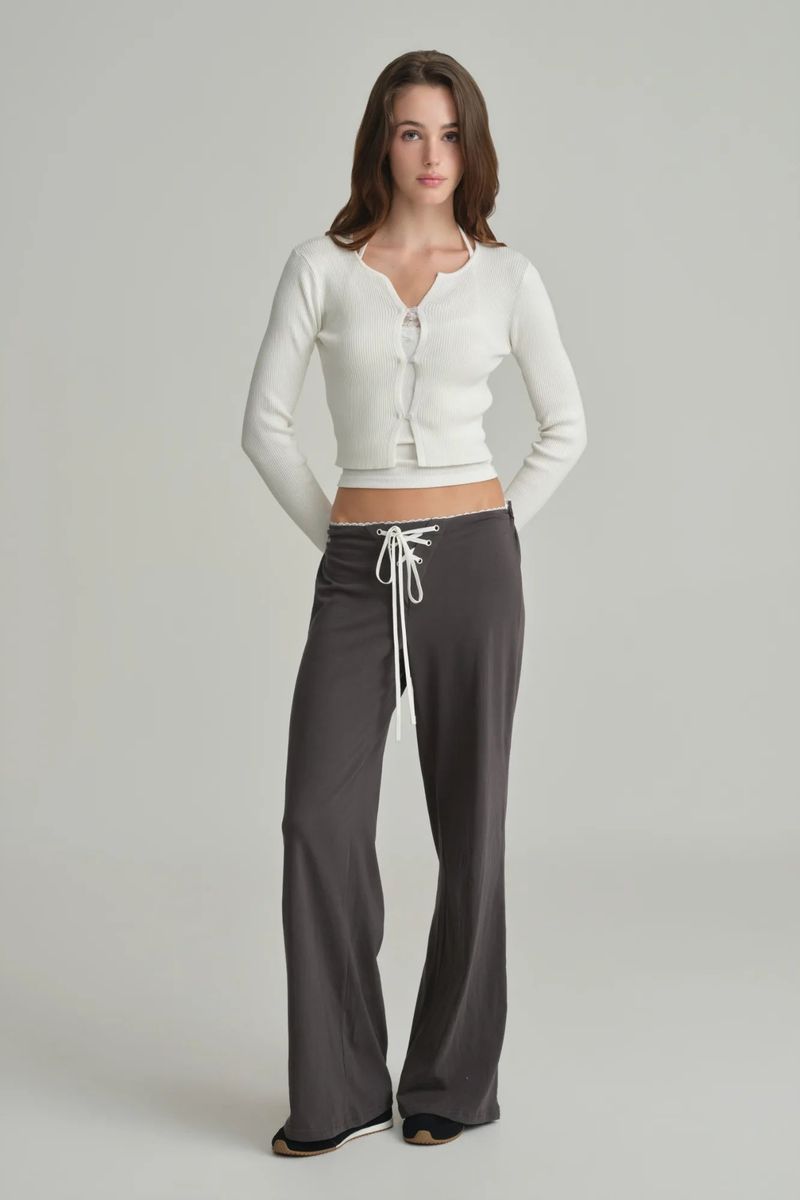 Ivy lace-up pants, Charcoal
