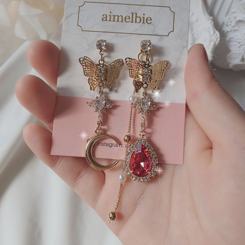 Rosepink Moon Butterfly Earring