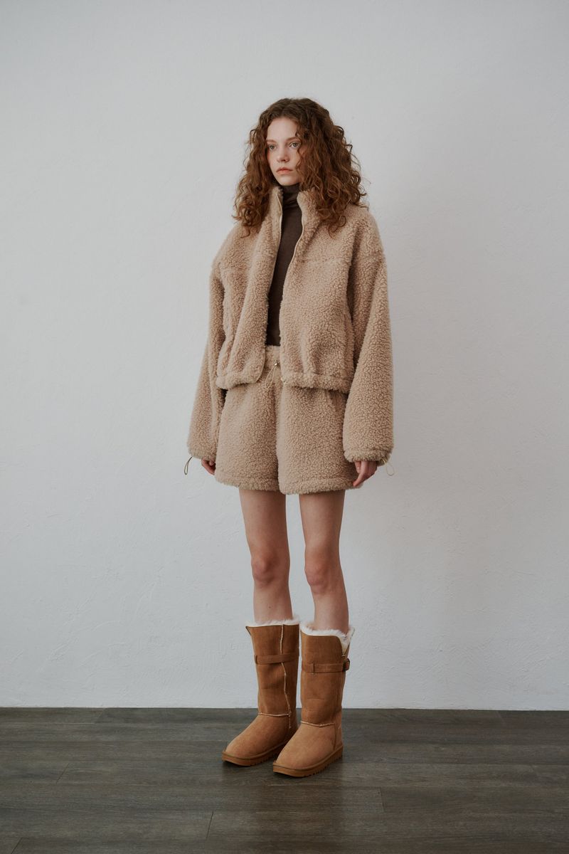 Boucle zip-up (Beige)