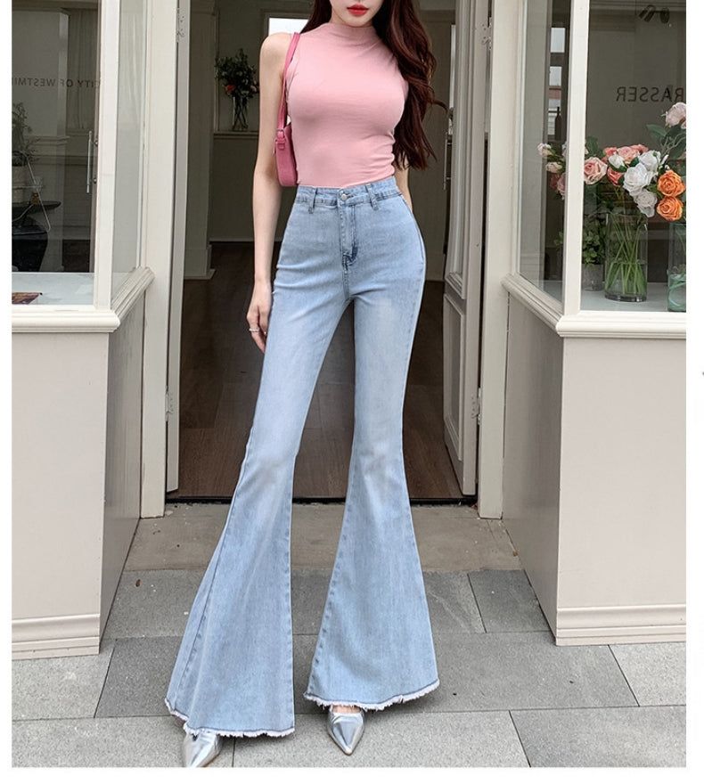 Ribbon Detail Denim Flare Pants
