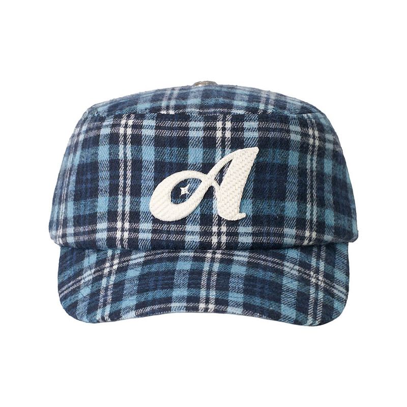 A Logo Check Pillbox Cap (Navy Check)