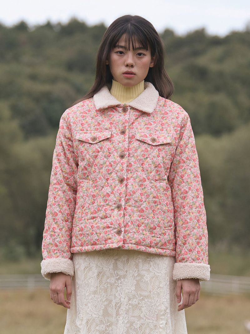 Flower Quilted Corduroy Napping Jacket (2colors)