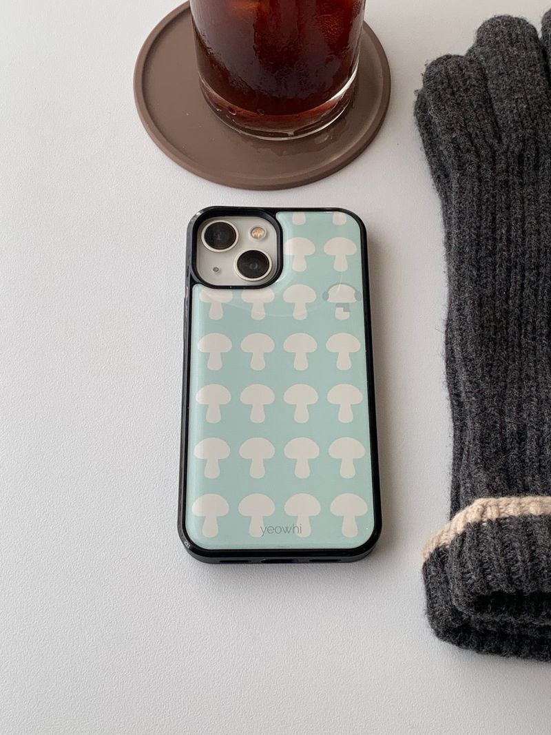 [MADE] mushroom pattern epoxy bumper case_Mint Beige