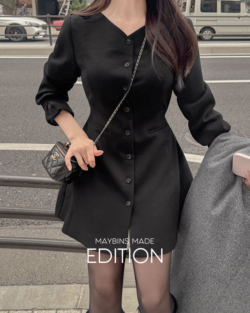 【MADE】V-neck mini dress