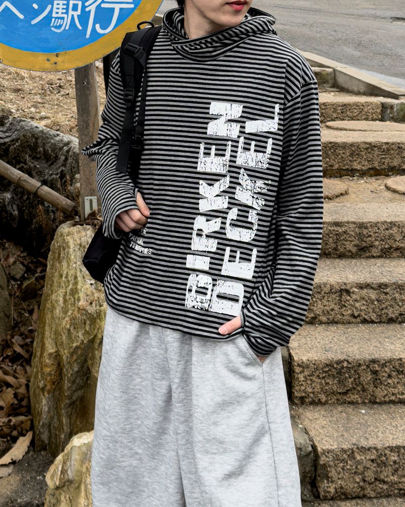 River Fingerhole Stripe Hoodie