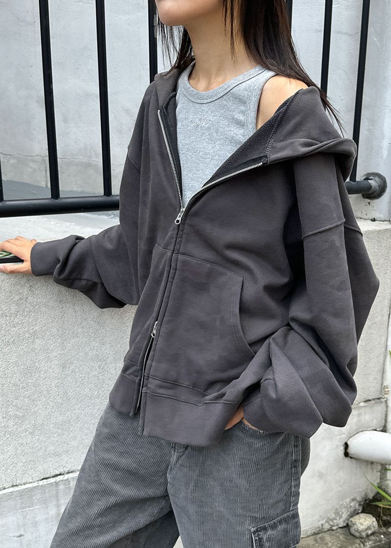 CAMO HOOD ZIP-UP