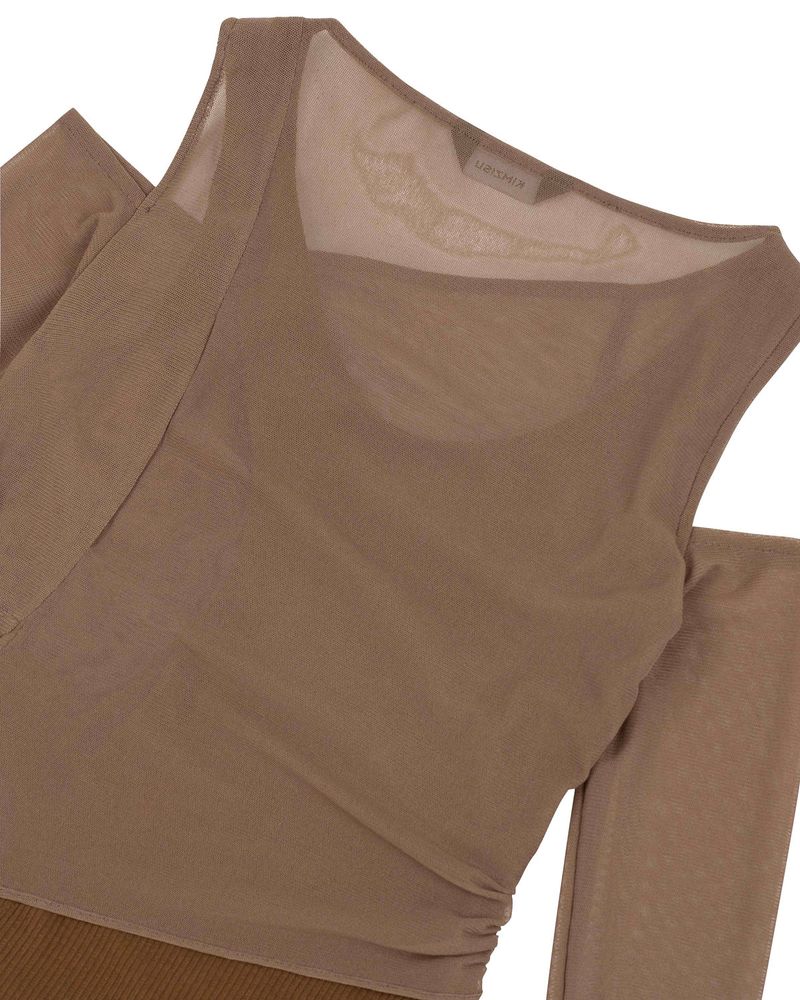In&Out Knitted Top _  BROWN
