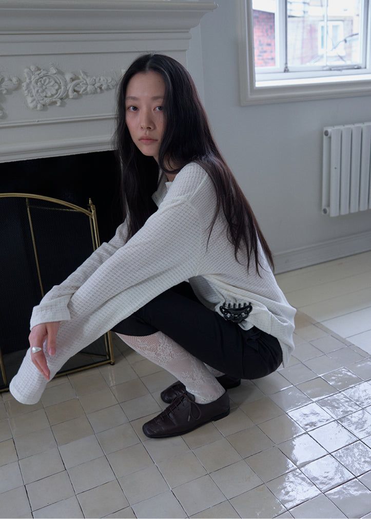 TERNE（テルン）の「ボーイフレンド ヘンリー ルーズTシャツ (Ivory)（トップス）」
