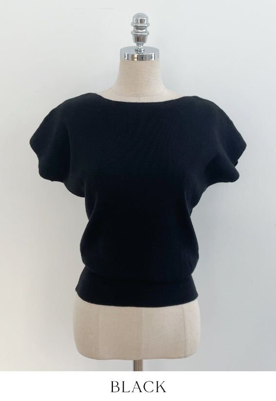 Shuez Soft Boat Neck Cap Sleeve Knit