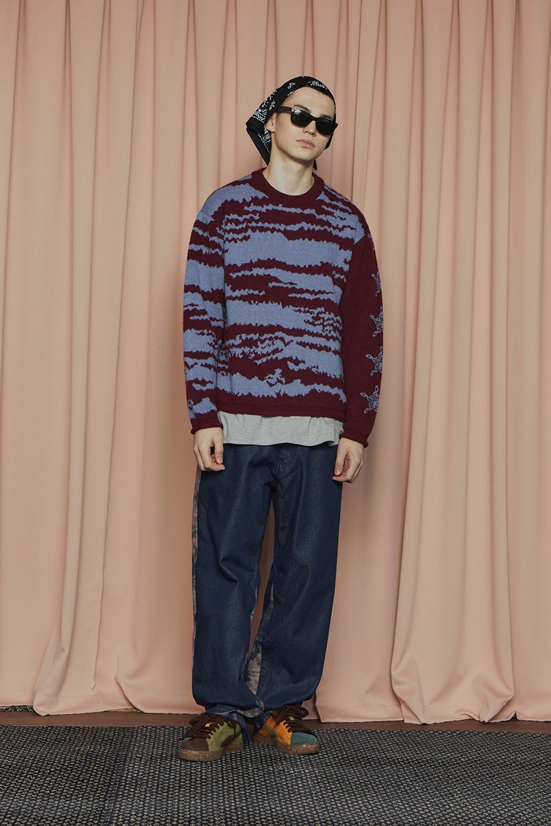 TIE-DYE BLOCK DENIM PANTS / INDIGO