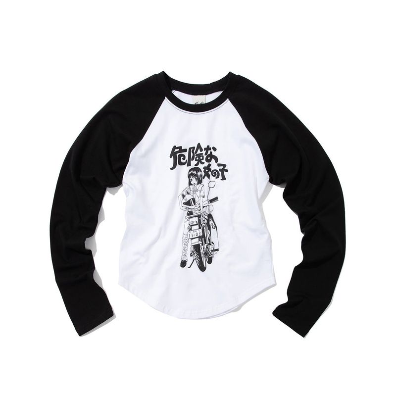 KRUCHI(クルチ)の「A MOTORCYCLE GIRL Raglan long-sleeved (WHITE)(Tops)」