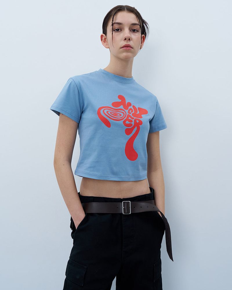 TWISTED LOGO CROP TSHIRT-BLUE