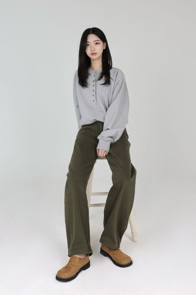 CLOUD FLEECE MEDITERRANEAN OLIVE DYEING CURVED FIT DENIM code 26025