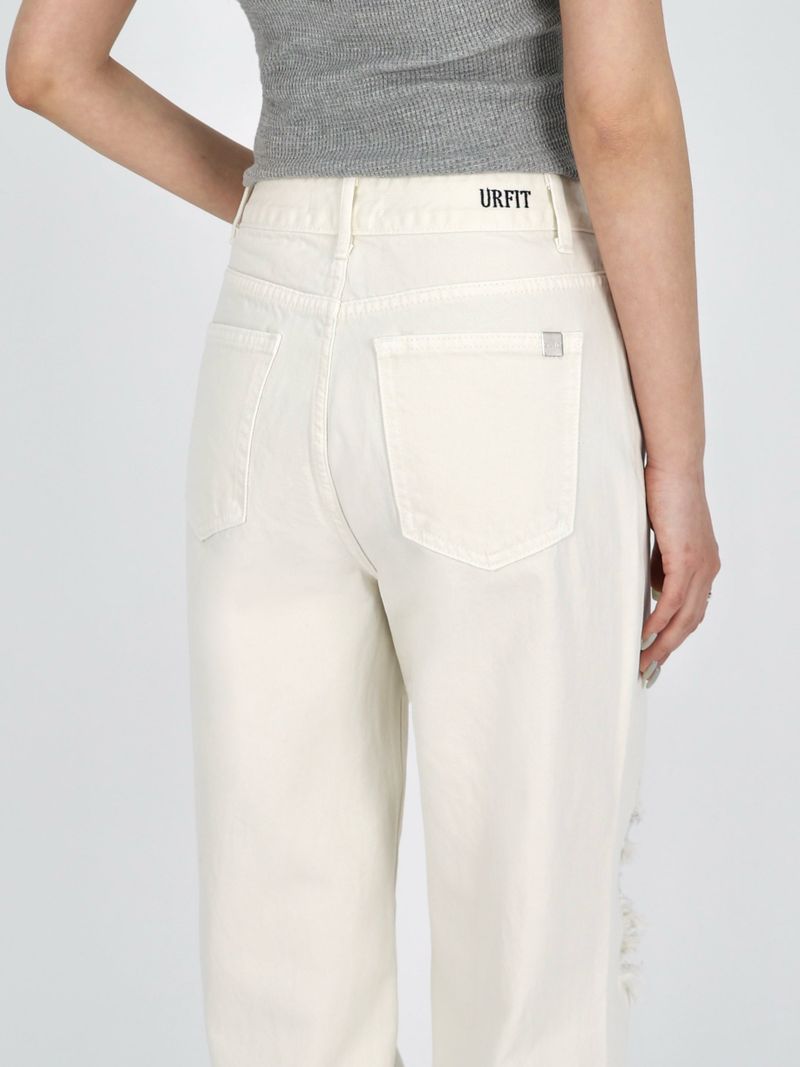 DESTROYED SLIM WIDE FIT DYING PANTS_ Cream White code 6836