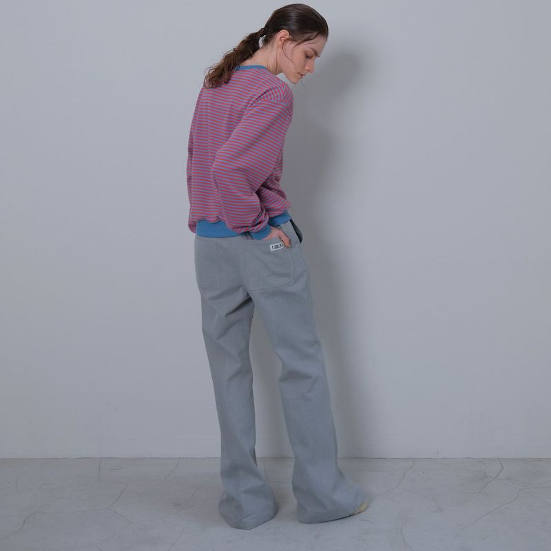 Gray Slit Snap Long Pants