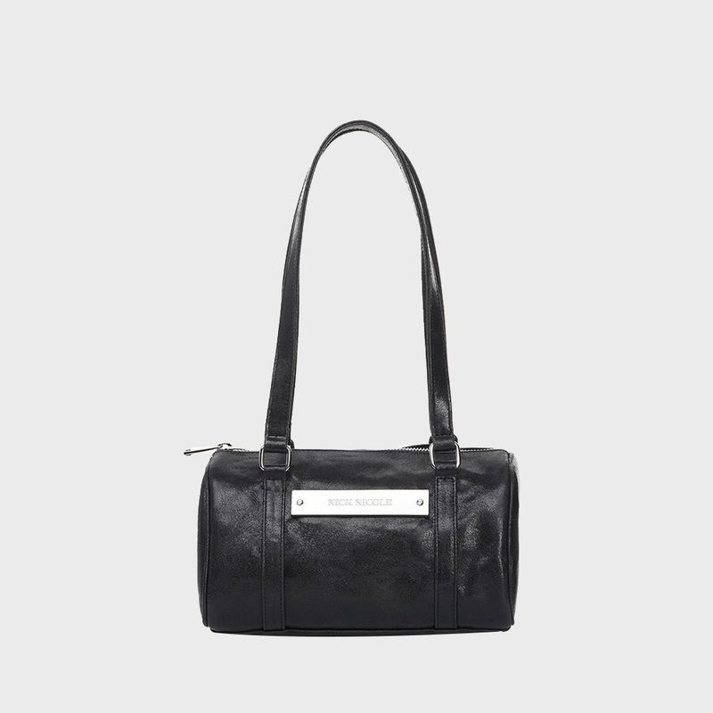 VINTAGE LEATHER CRYSTAL MINI BOSTON BAG_BLACK