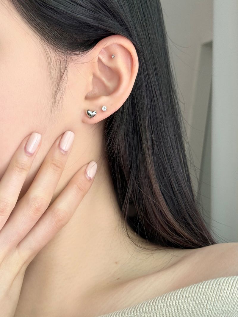 [3 set] wedding pearl heart earrings set