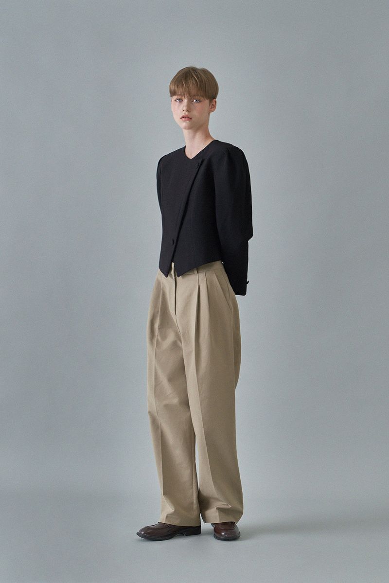Chino pintuck pants_khaki beige