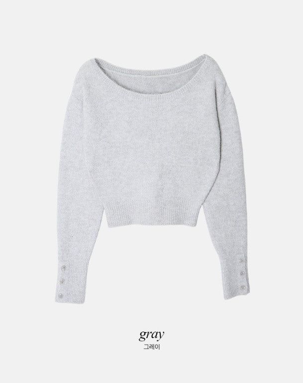 Wool Sleeve Button One Shoulder Knit (4color)
