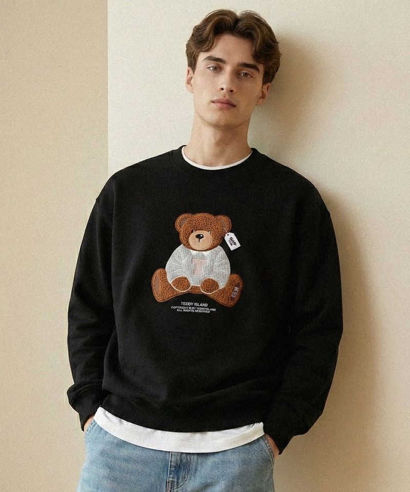 Boucle teddy knit sweatshirts [BLACK]