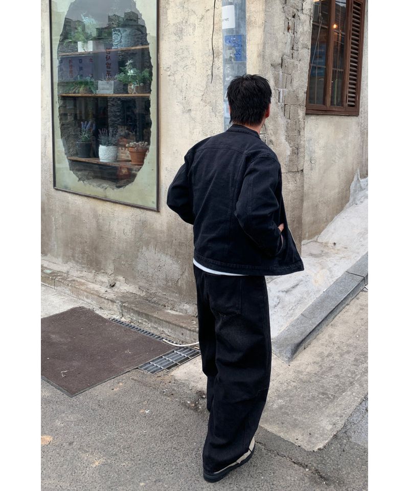 Crop Biker Washing Jacket