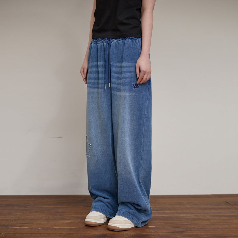 YK Applique Denim Sweat pants