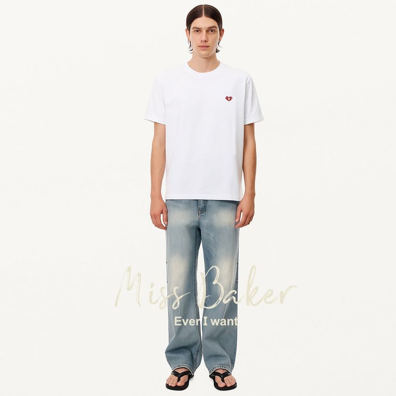 Miss Baker（ミスベイカー）の「ハートバイカーパッチTシャツ ホワイト(MAN)（トップス）」