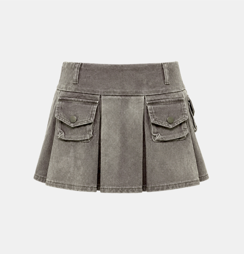 Miley Washed Cargo Pleats Skirt