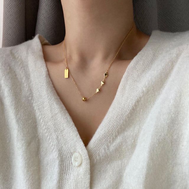 shii Ball Simple Heart Two Way Handmade Necklace