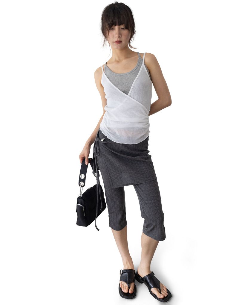 Ribbed Capri Wrap Pants