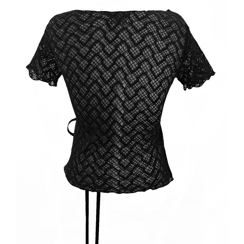 LACE RIBBON TOP-BLACK