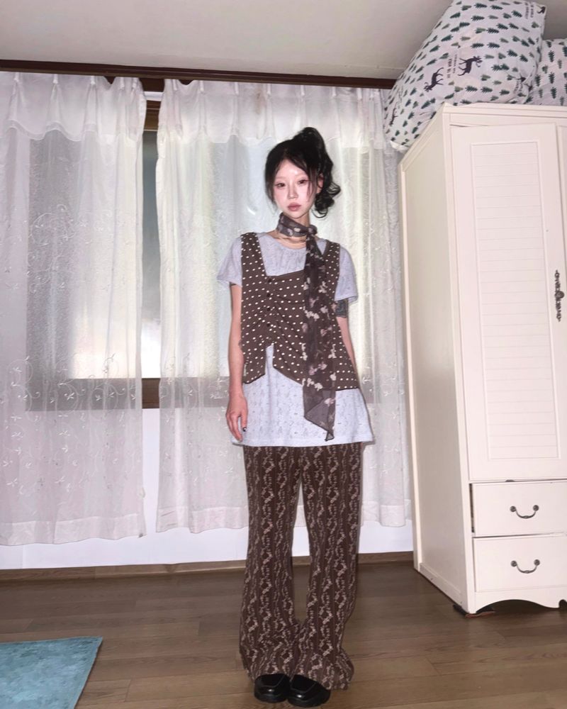 (2color) Vine Flower Corduroy Pants