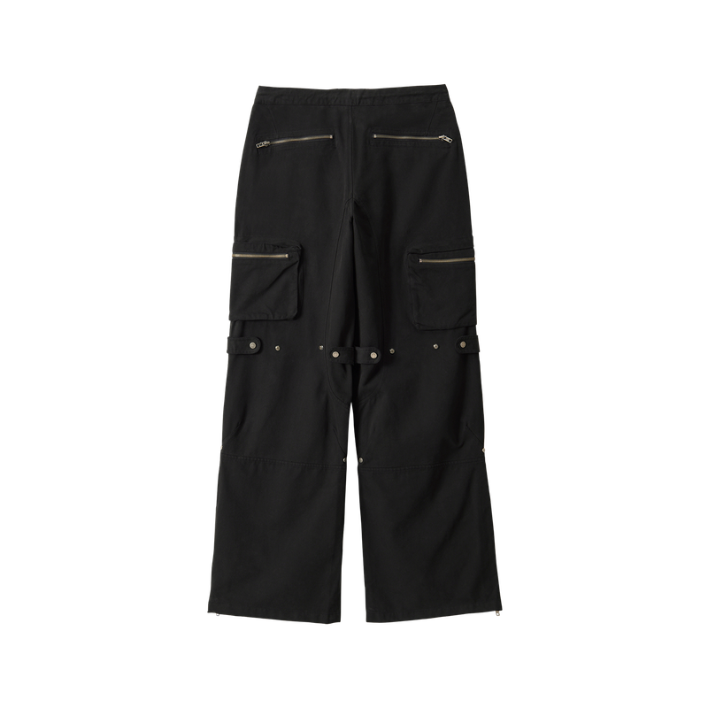 Lowrise Washed Curve Cargo Pants - BLACK