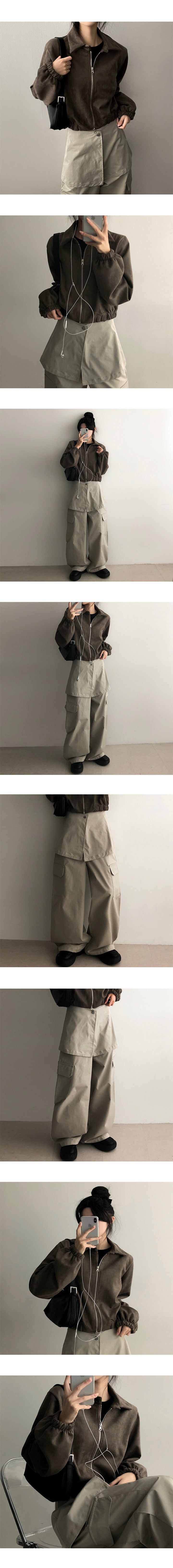 LANE Two-Way Suede Collar Jacket