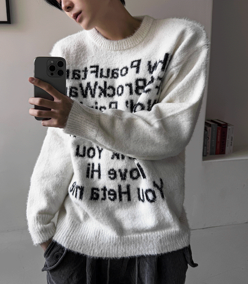 COSYHARU(コシハル)の「Angora mohair lettering knitwear(Tops)」