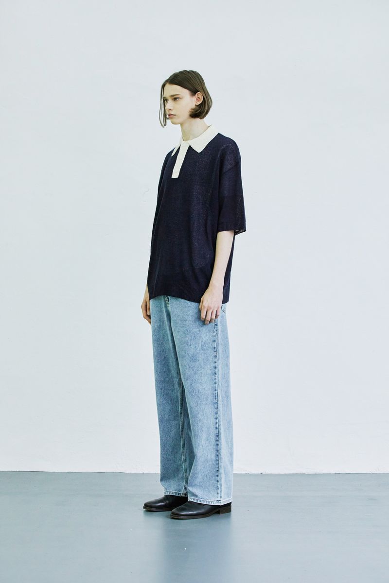 BOUCLE SUNDAISY COLLAR HALF KNIT NAVY