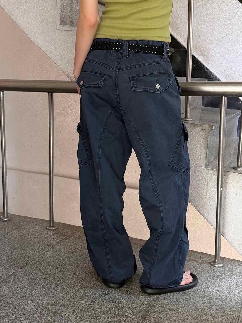 Dyeing washed curved cargo pants(3color)