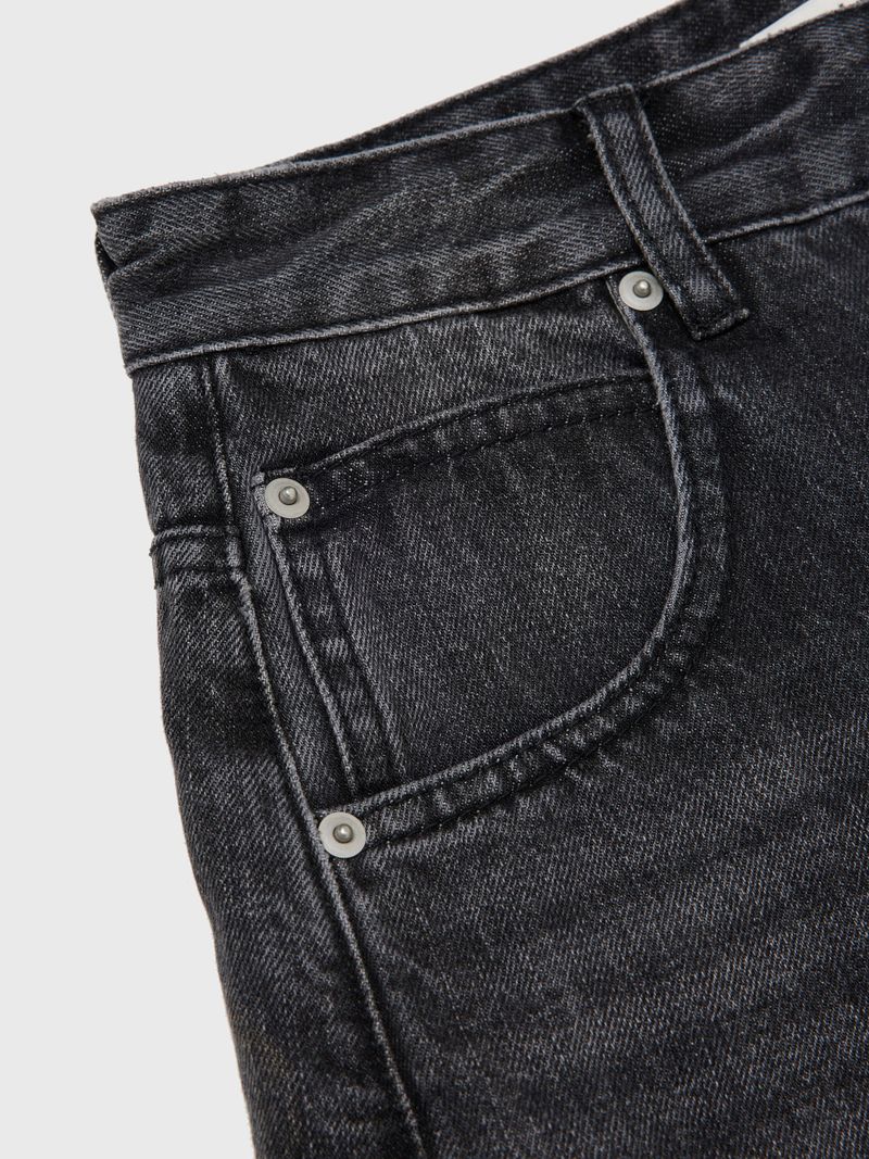 Tapered Round Denim Pants Grey