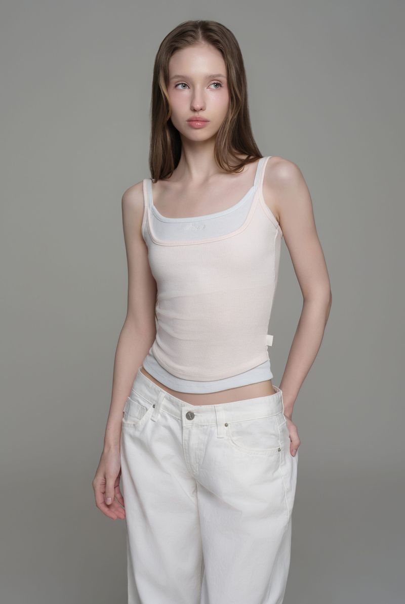 Doubles soft layered camisole top, Pink