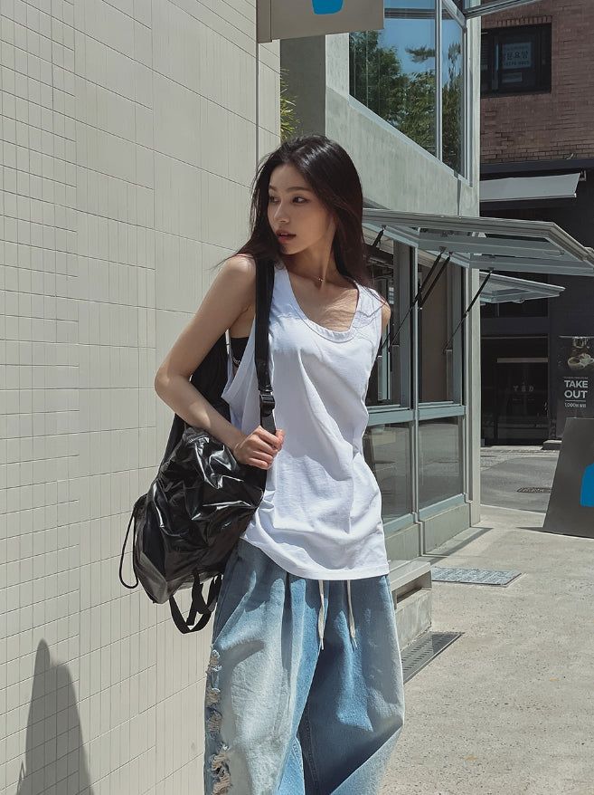 Summer Silk Oversized Fit Layered Sleeveless