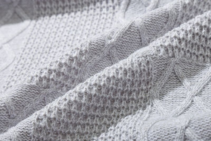CABLE KNIT LOGO MUFFLER_LIGHT GREY