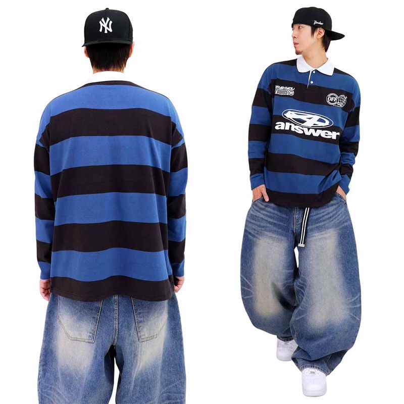 Oversized Old-School Stripe Polo Shirt