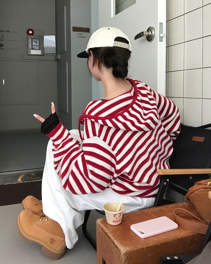 [MADE] Spell Food Border Knit Zip-Up