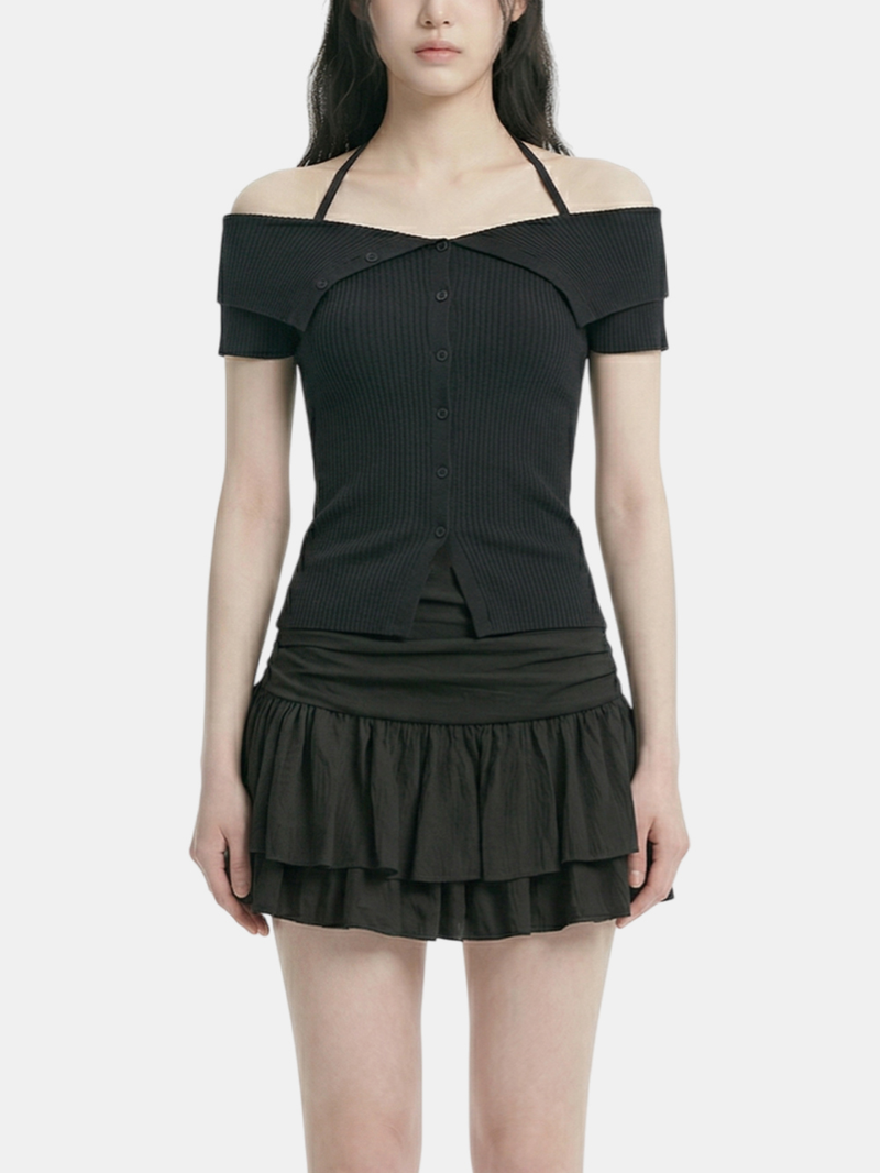 Roven Off-Shoulder Rib Knit Top