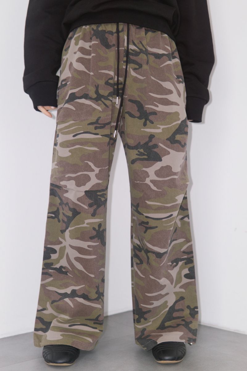 camo casual banding straight pants